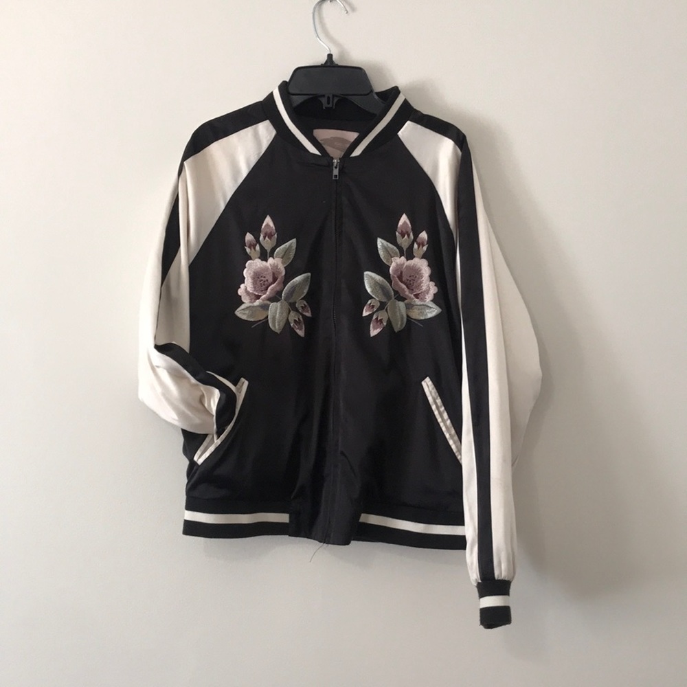 Satin, Embroidered, Bomber jacket